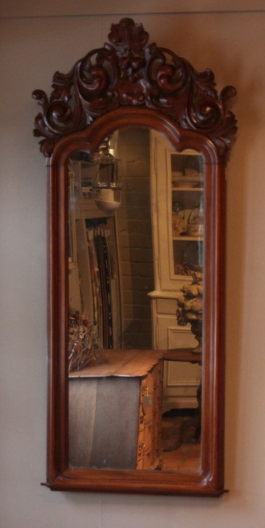 Antieke Houten Spiegel